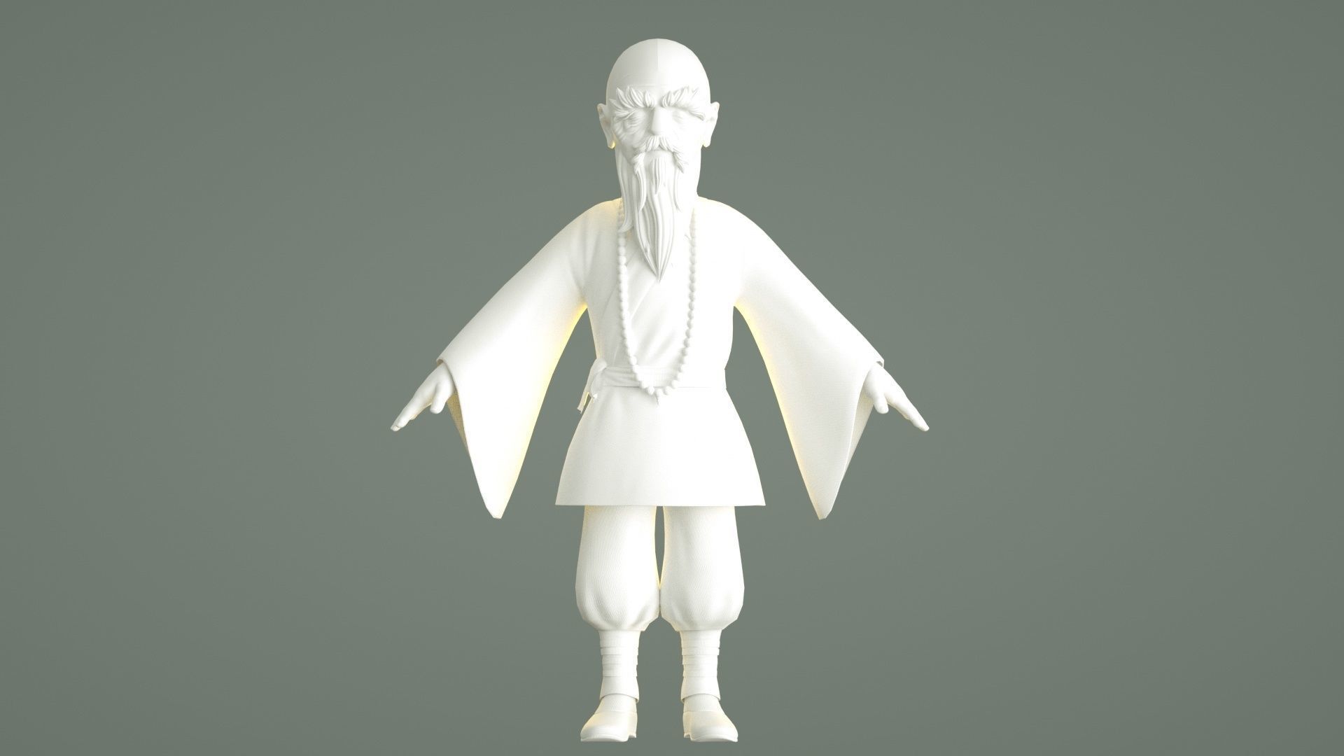 cartoon monk old monk abbot master master master monk 3D model_10