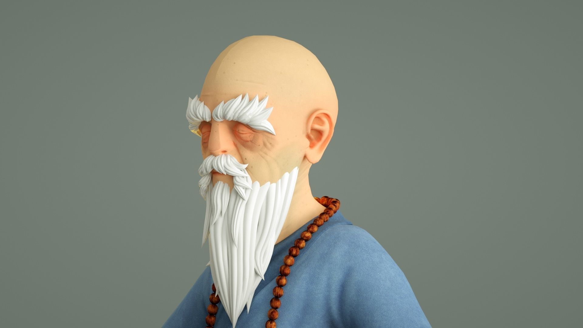 cartoon monk old monk abbot master master master monk 3D model_2