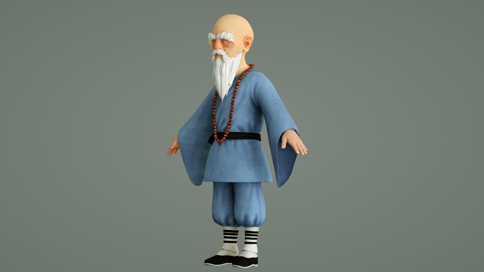cartoon monk old monk abbot master master master monk 3D model_8