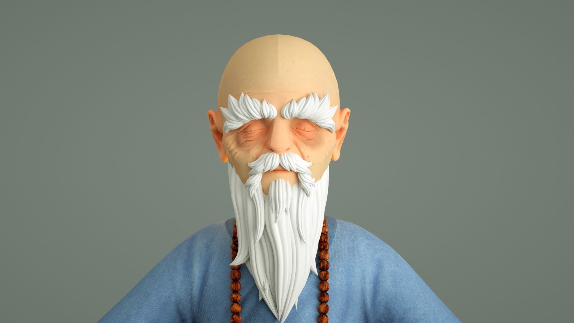 cartoon monk old monk abbot master master master monk 3D model_1