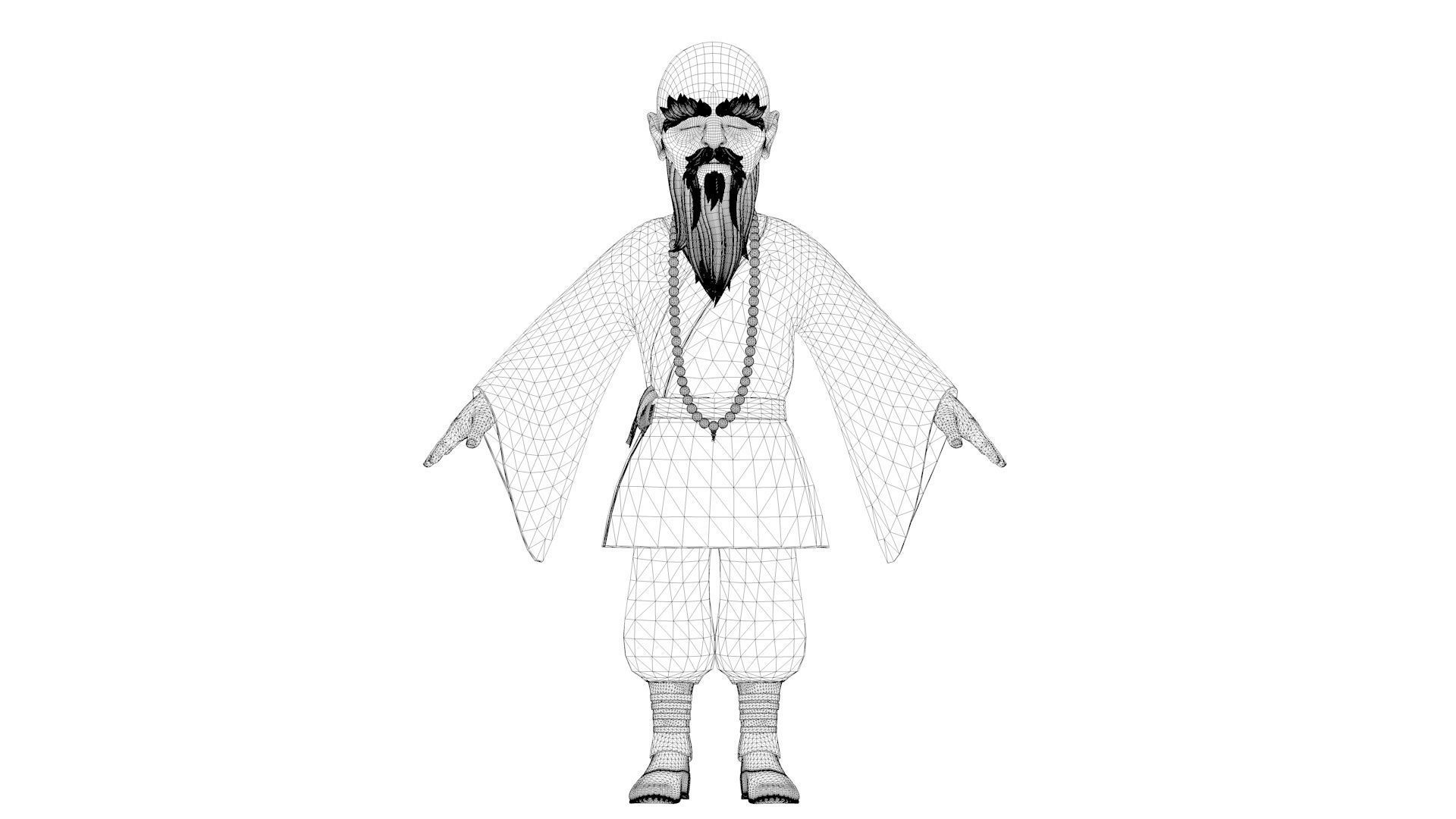 cartoon monk old monk abbot master master master monk 3D model_16