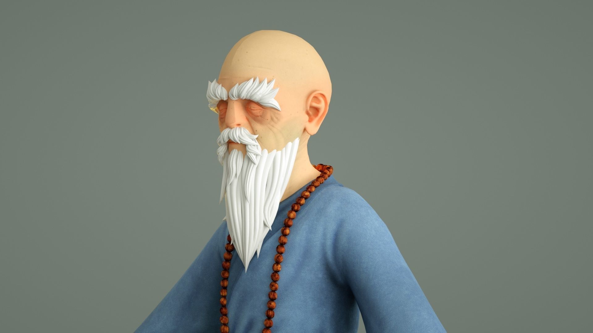 cartoon monk old monk abbot master master master monk 3D model_5