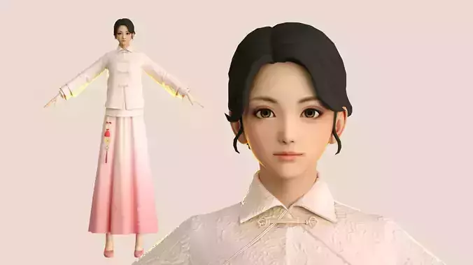 Cartoon Tang suit girl Chinese buckle top retro little girl