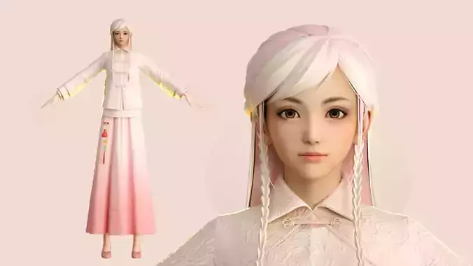 Cartoon Tang suit girl Chinese buckle top retro little girl