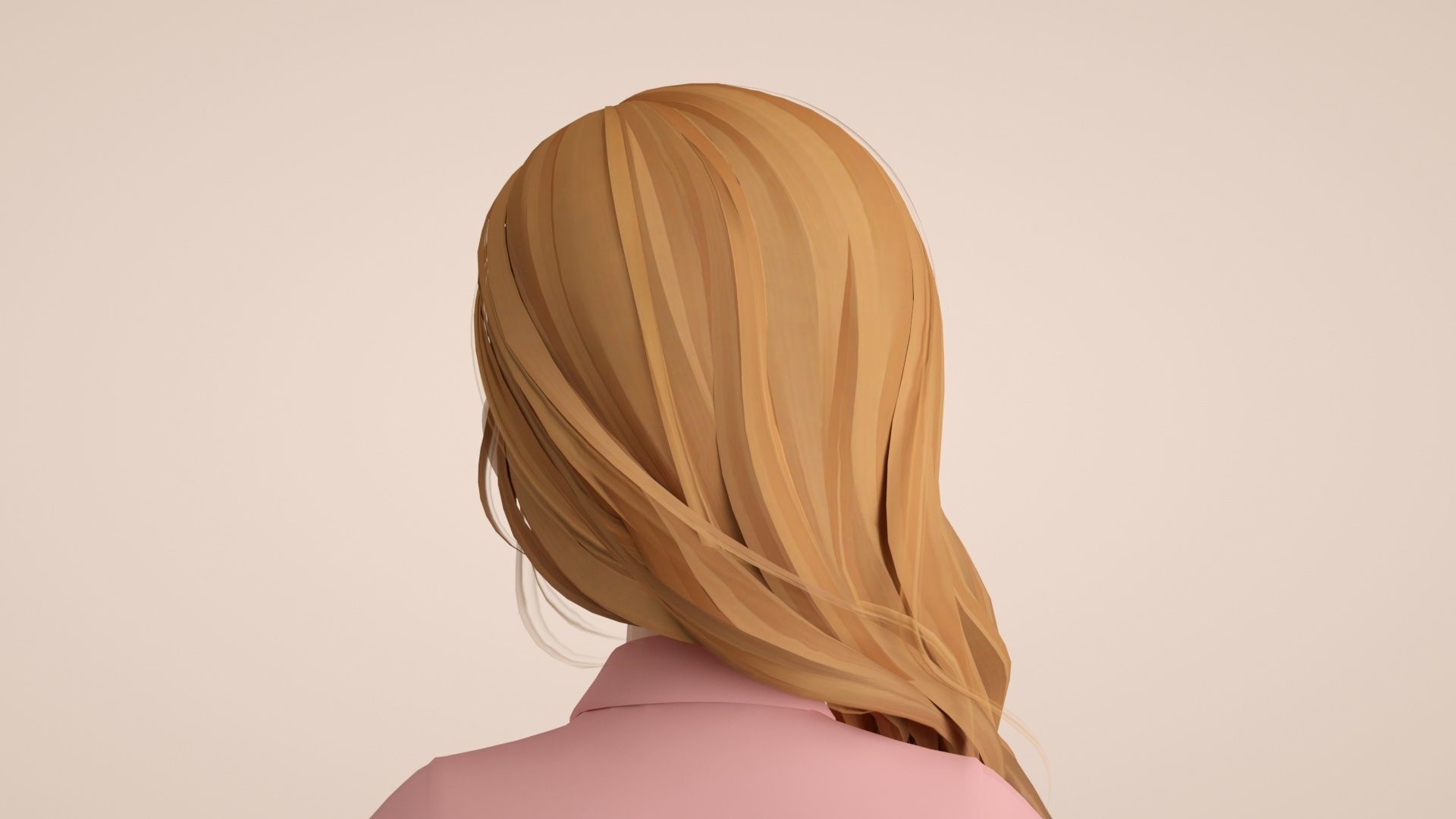 Cartoon female office worker with long wavy hair 3D model_3