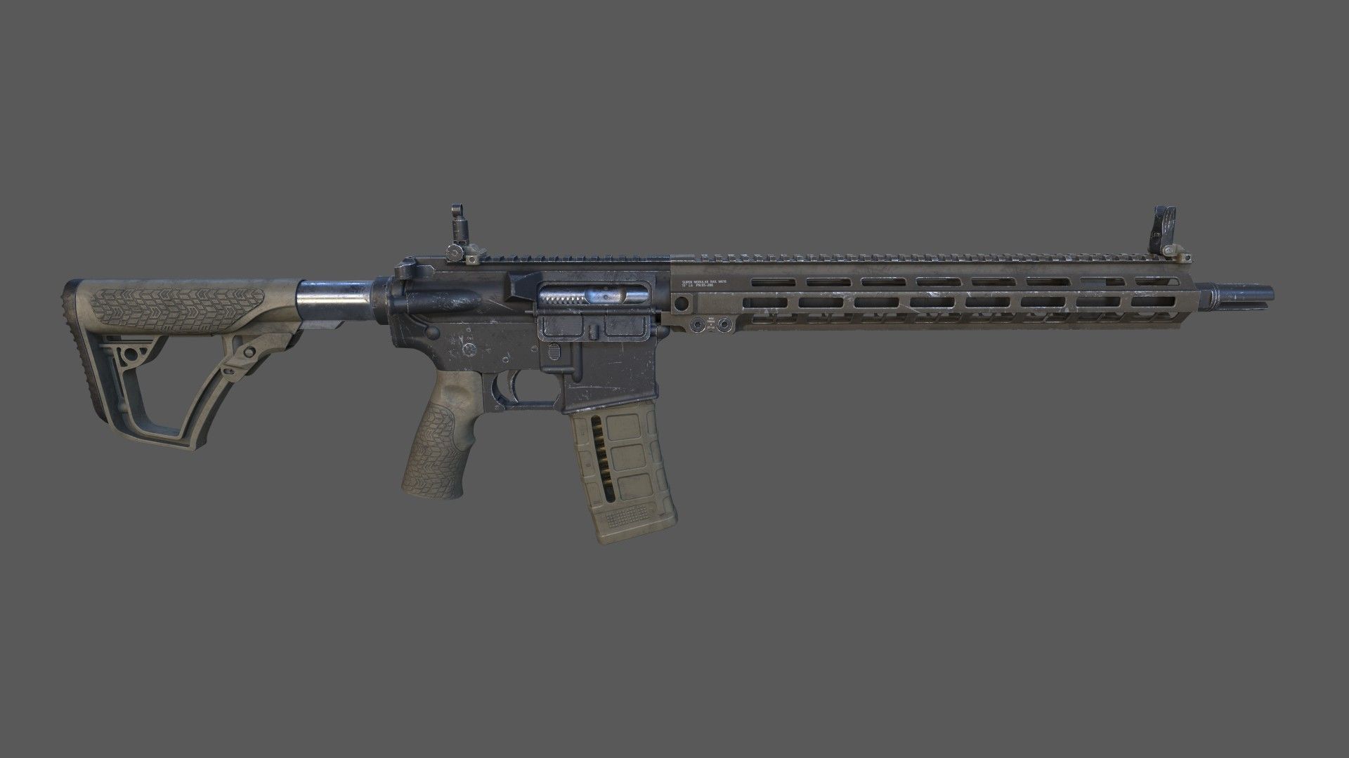 Carbine M4A1 Assault Rifle MK18 Low-poly 3D model_6