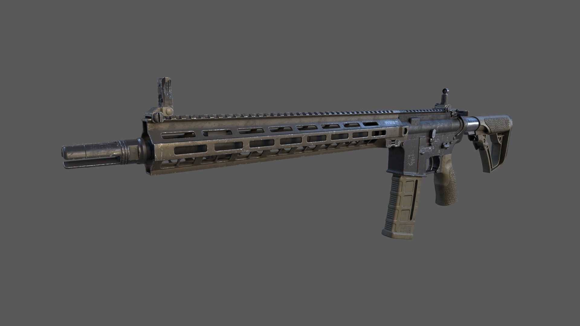 Carbine M4A1 Assault Rifle MK18 Low-poly 3D model_1