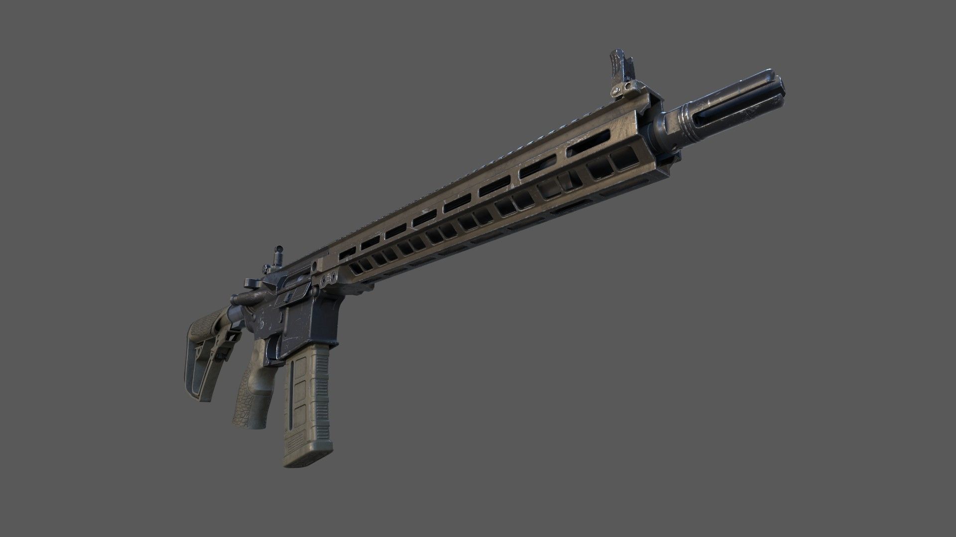 Carbine M4A1 Assault Rifle MK18 Low-poly 3D model_7