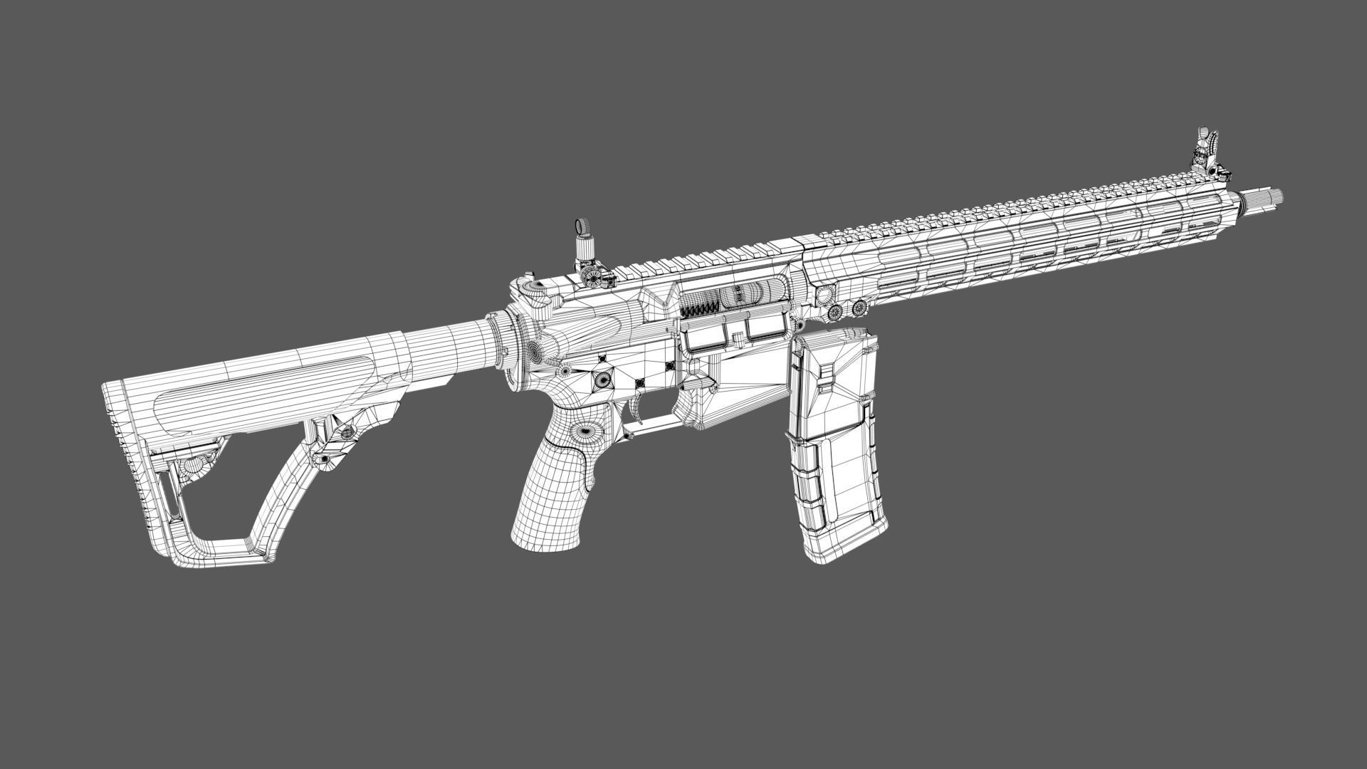 Carbine M4A1 Assault Rifle MK18 Low-poly 3D model_12