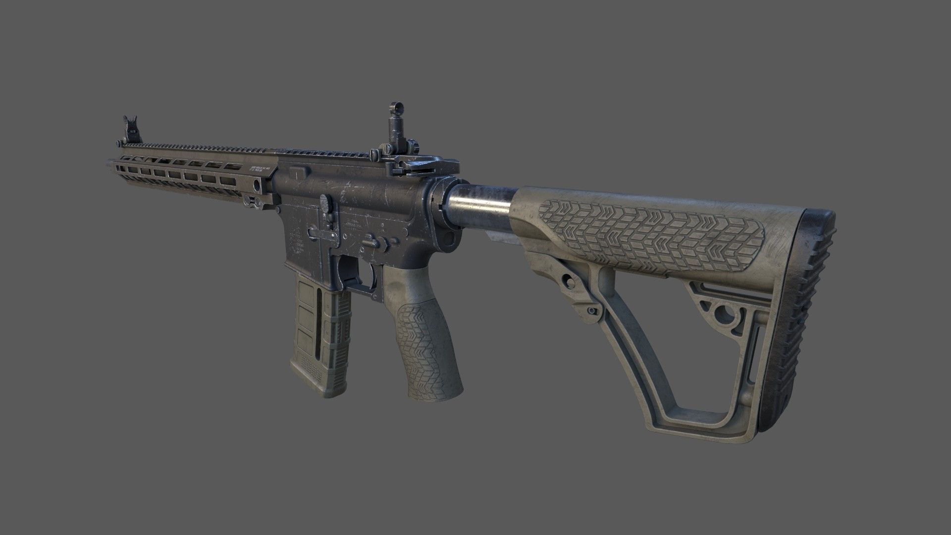 Carbine M4A1 Assault Rifle MK18 Low-poly 3D model_3