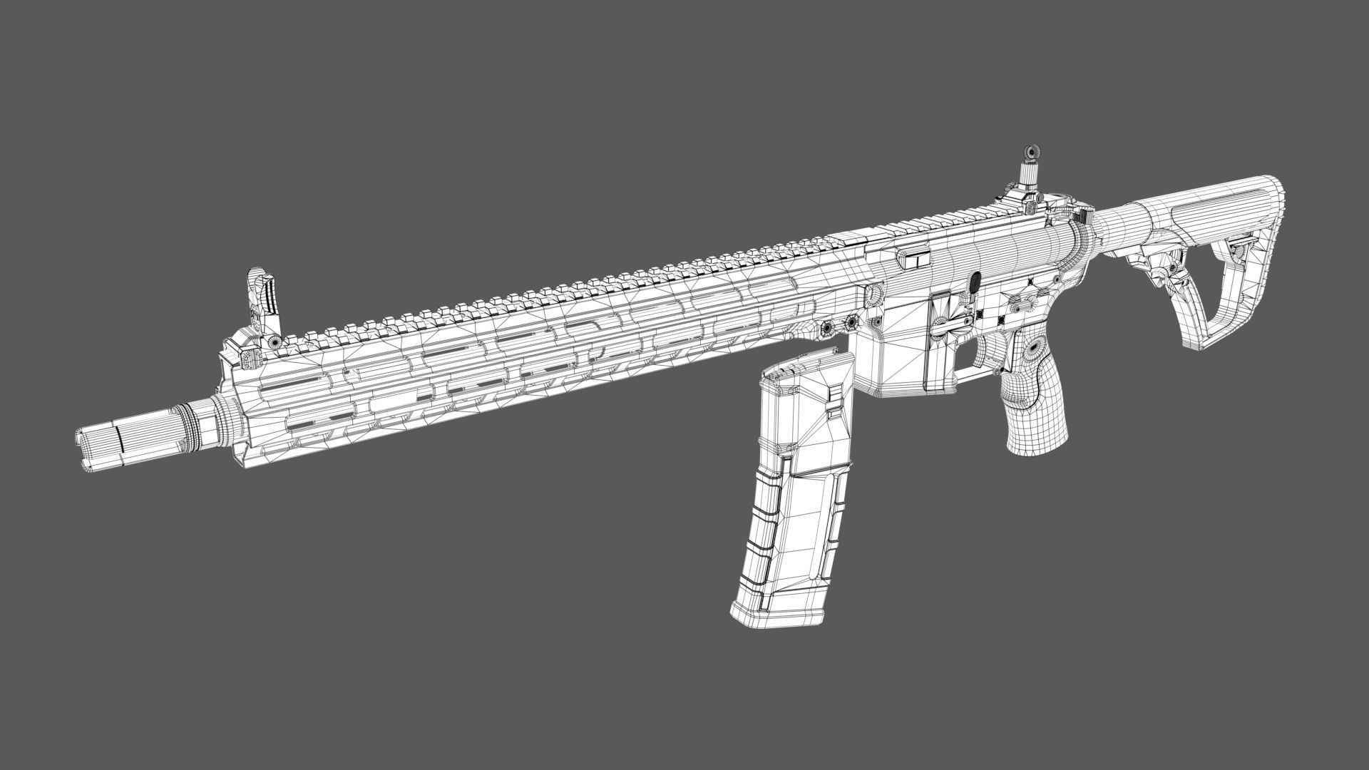 Carbine M4A1 Assault Rifle MK18 Low-poly 3D model_13
