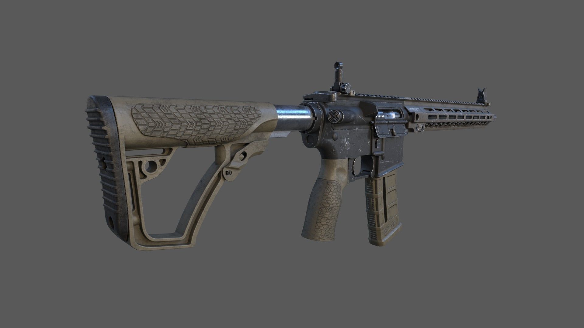 Carbine M4A1 Assault Rifle MK18 Low-poly 3D model_5