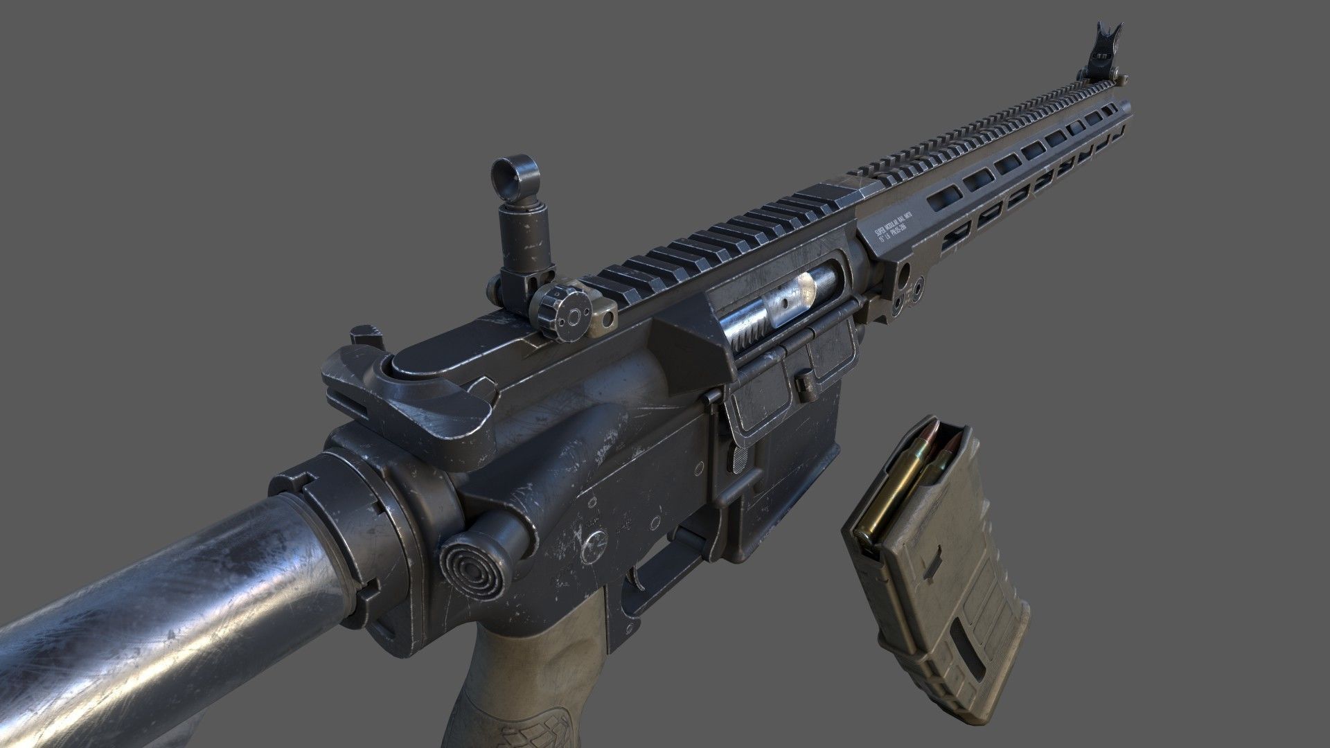Carbine M4A1 Assault Rifle MK18 Low-poly 3D model_10
