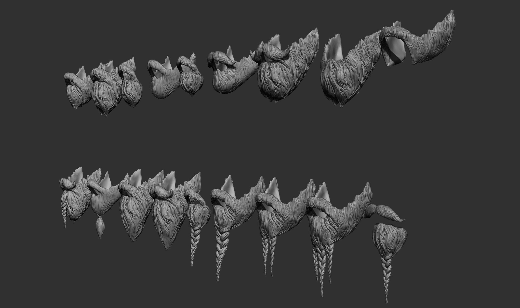 Beard Collection - 18 beard Sculpts 3D model_29