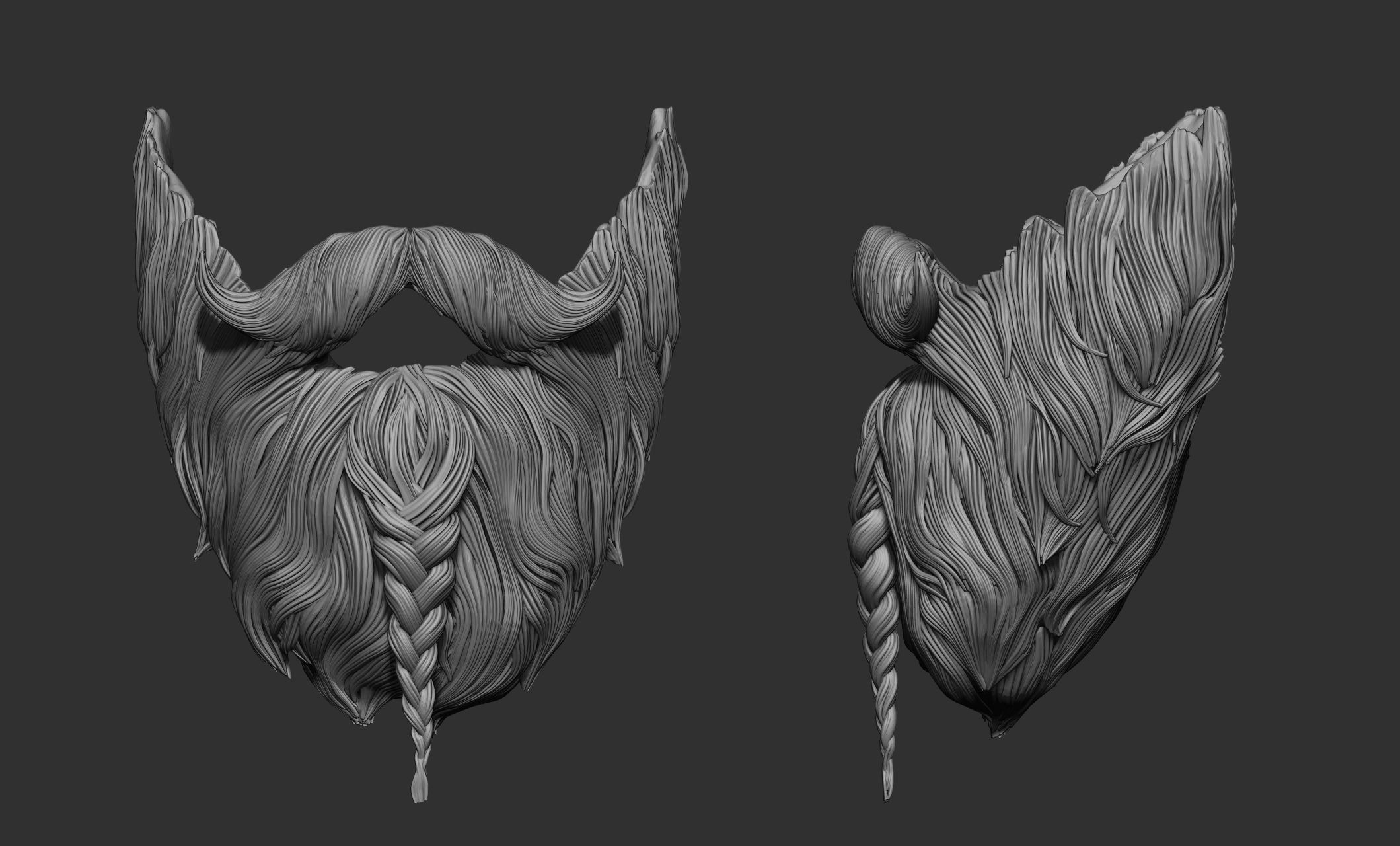 Beard Collection - 18 beard Sculpts 3D model_10