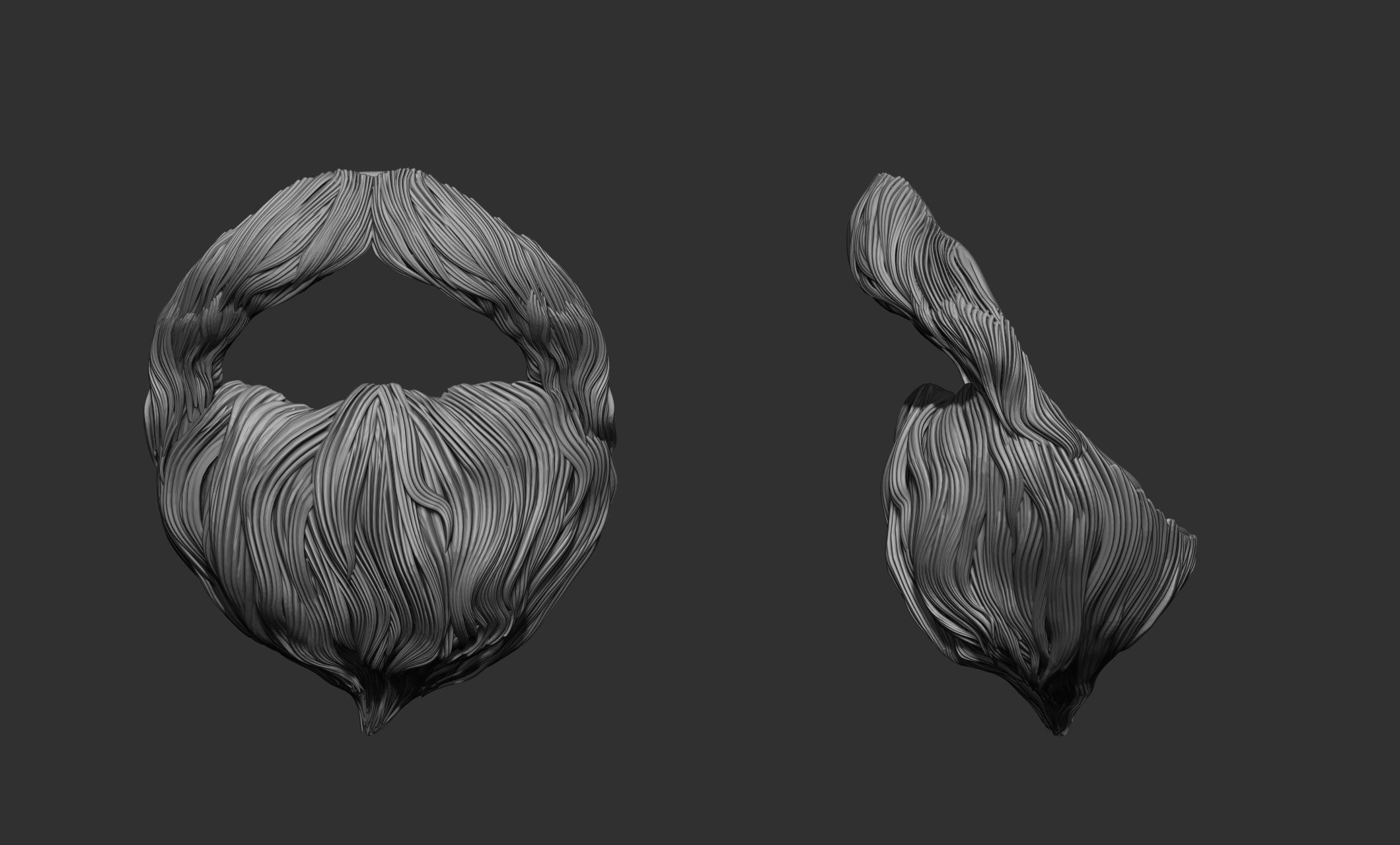 Beard Collection - 18 beard Sculpts 3D model_5