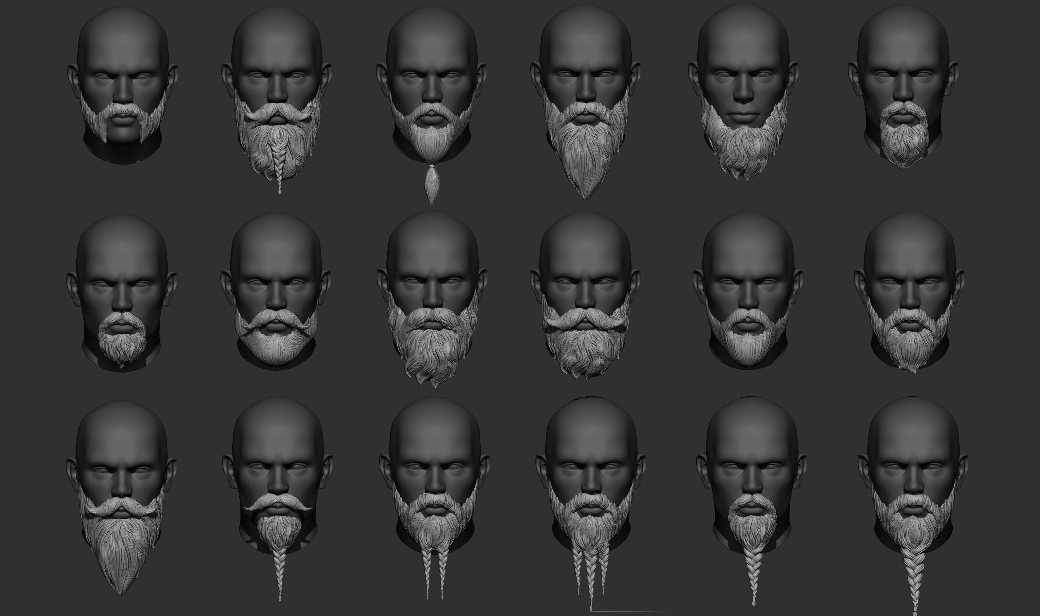 Beard Collection - 18 beard Sculpts 3D model_26