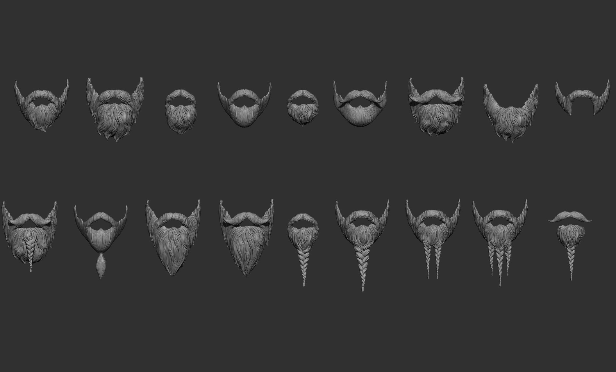 Beard Collection - 18 beard Sculpts 3D model_28
