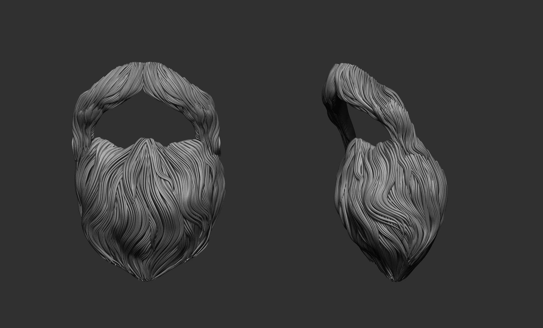 Beard Collection - 18 beard Sculpts 3D model_3