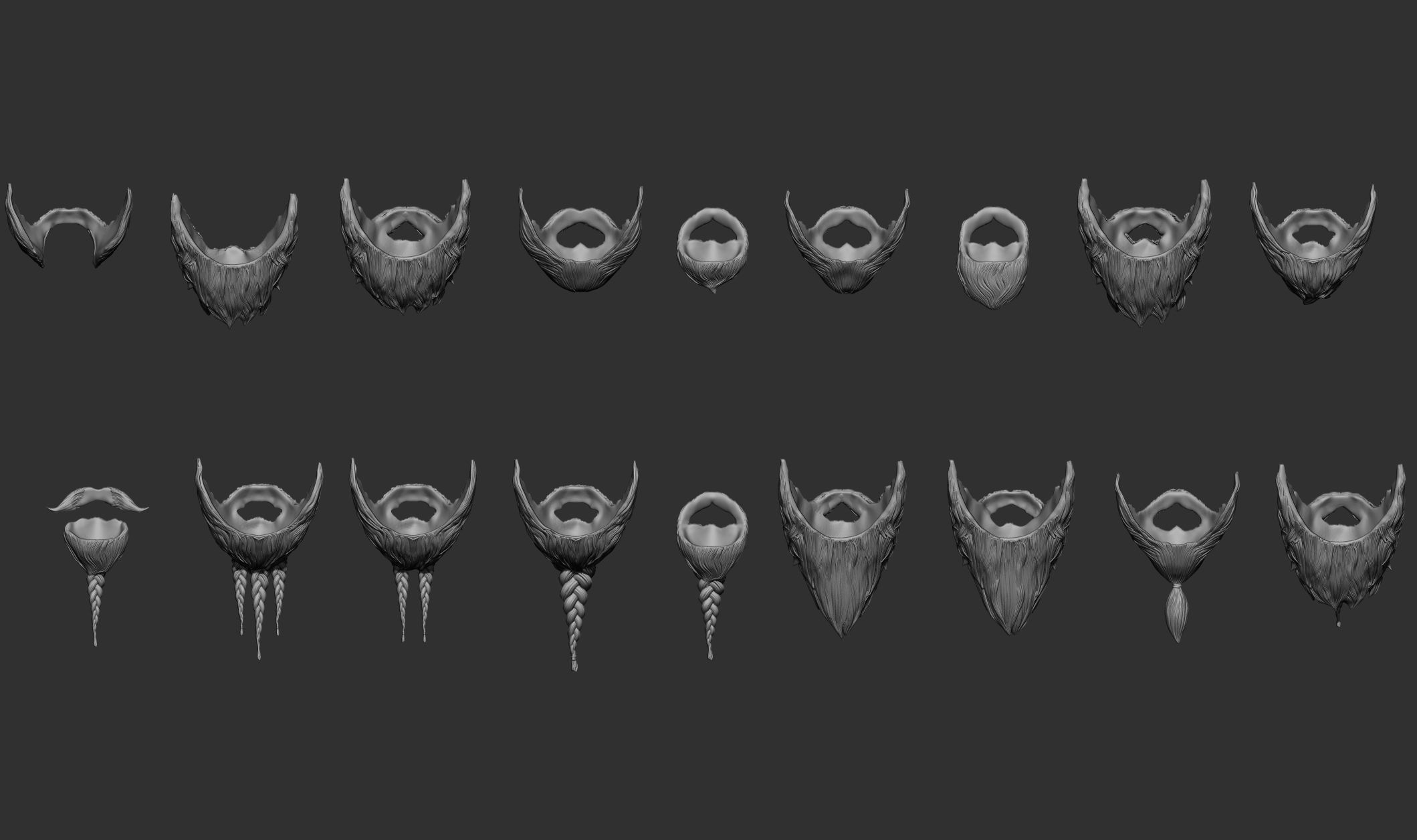Beard Collection - 18 beard Sculpts 3D model_25