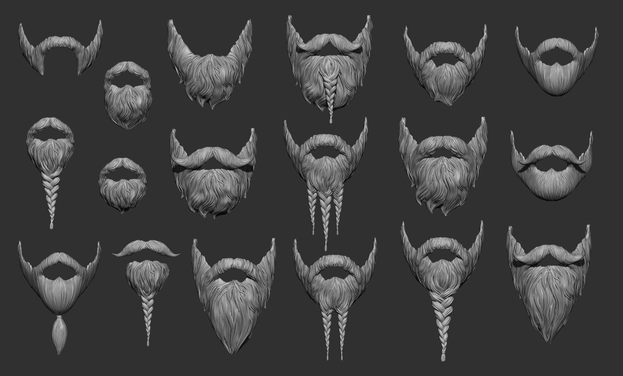 Beard Collection - 18 beard Sculpts 3D model_27
