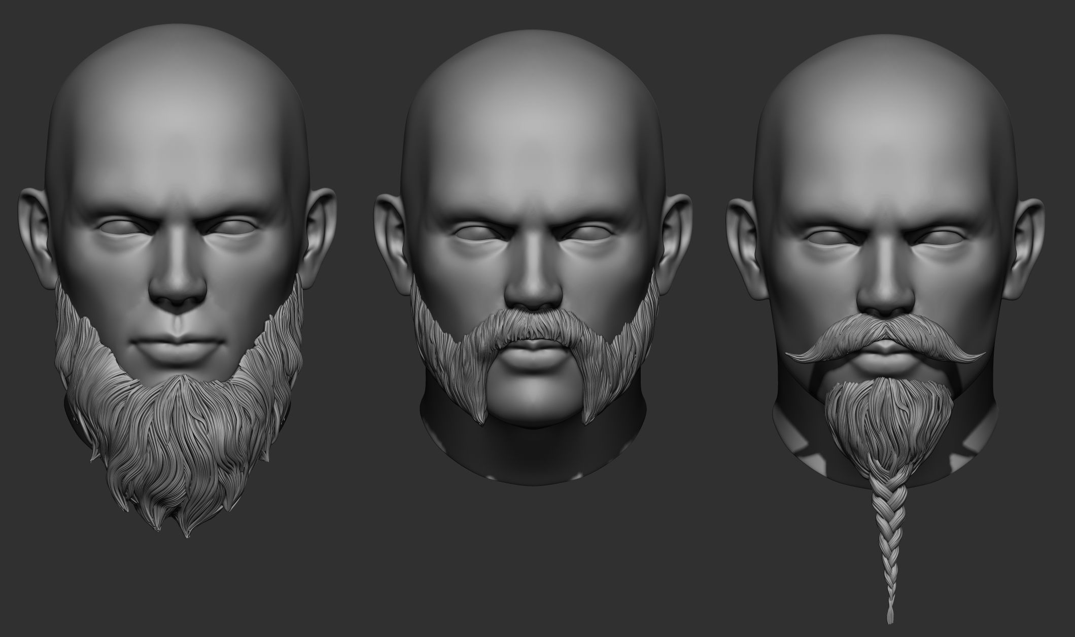 Beard Collection - 18 beard Sculpts 3D model_23