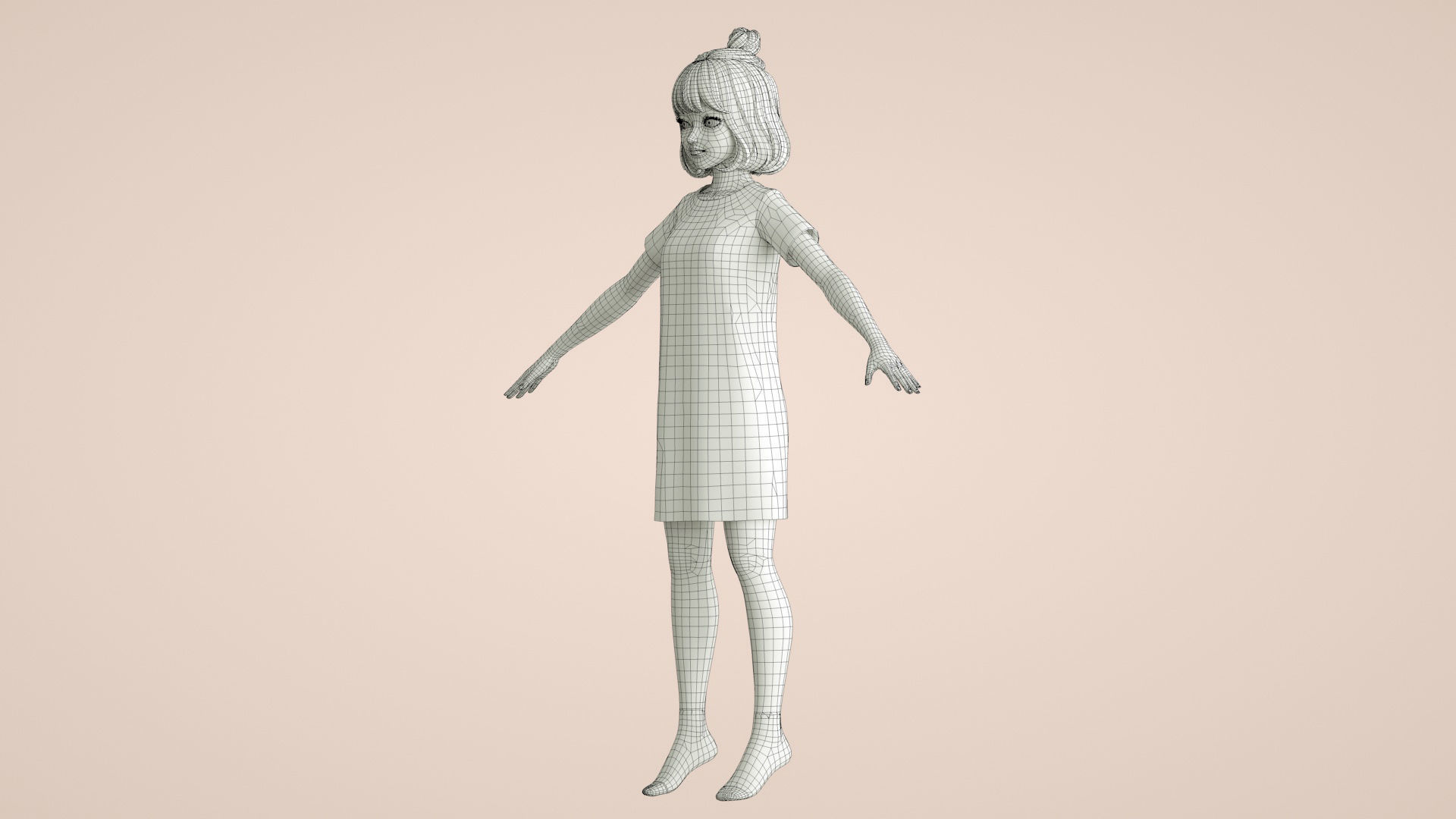 cartoon girl girl little girl student female 3D model_11