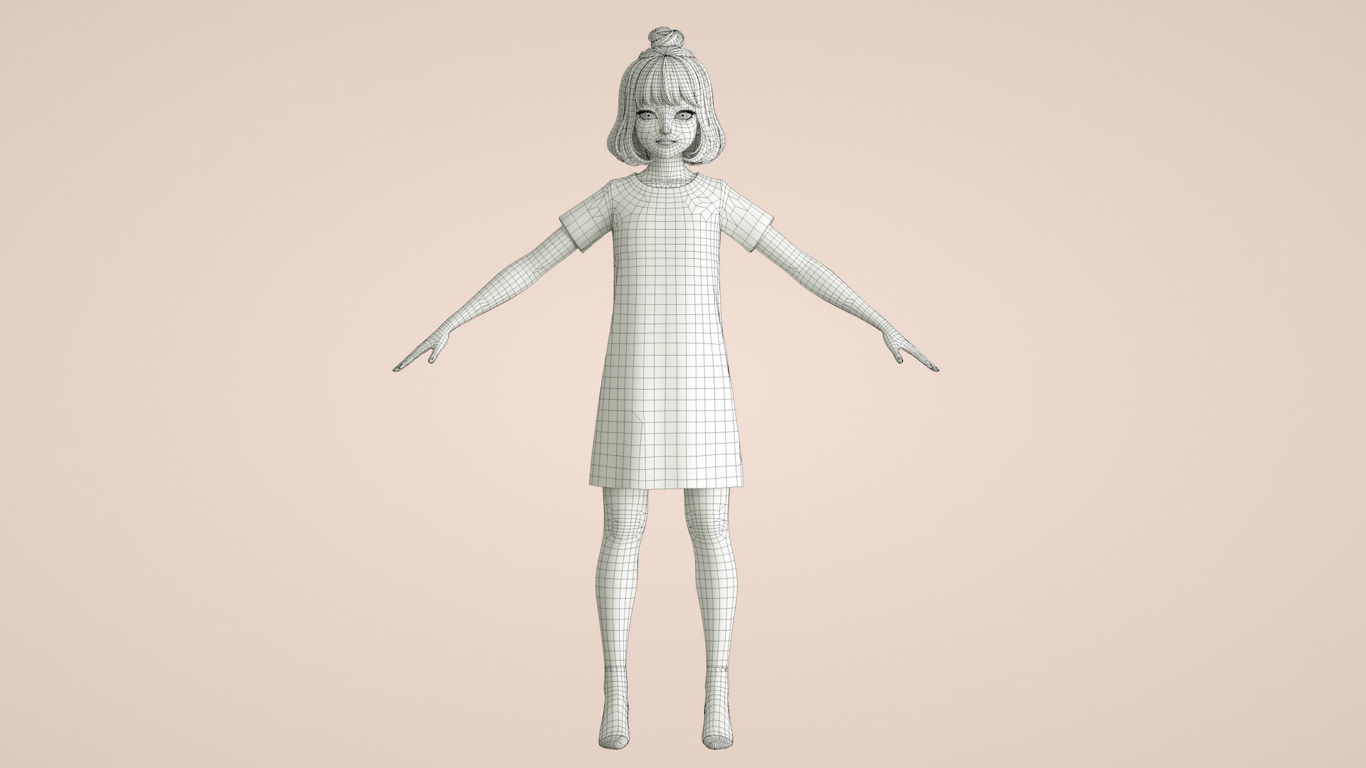 cartoon girl girl little girl student female 3D model_10