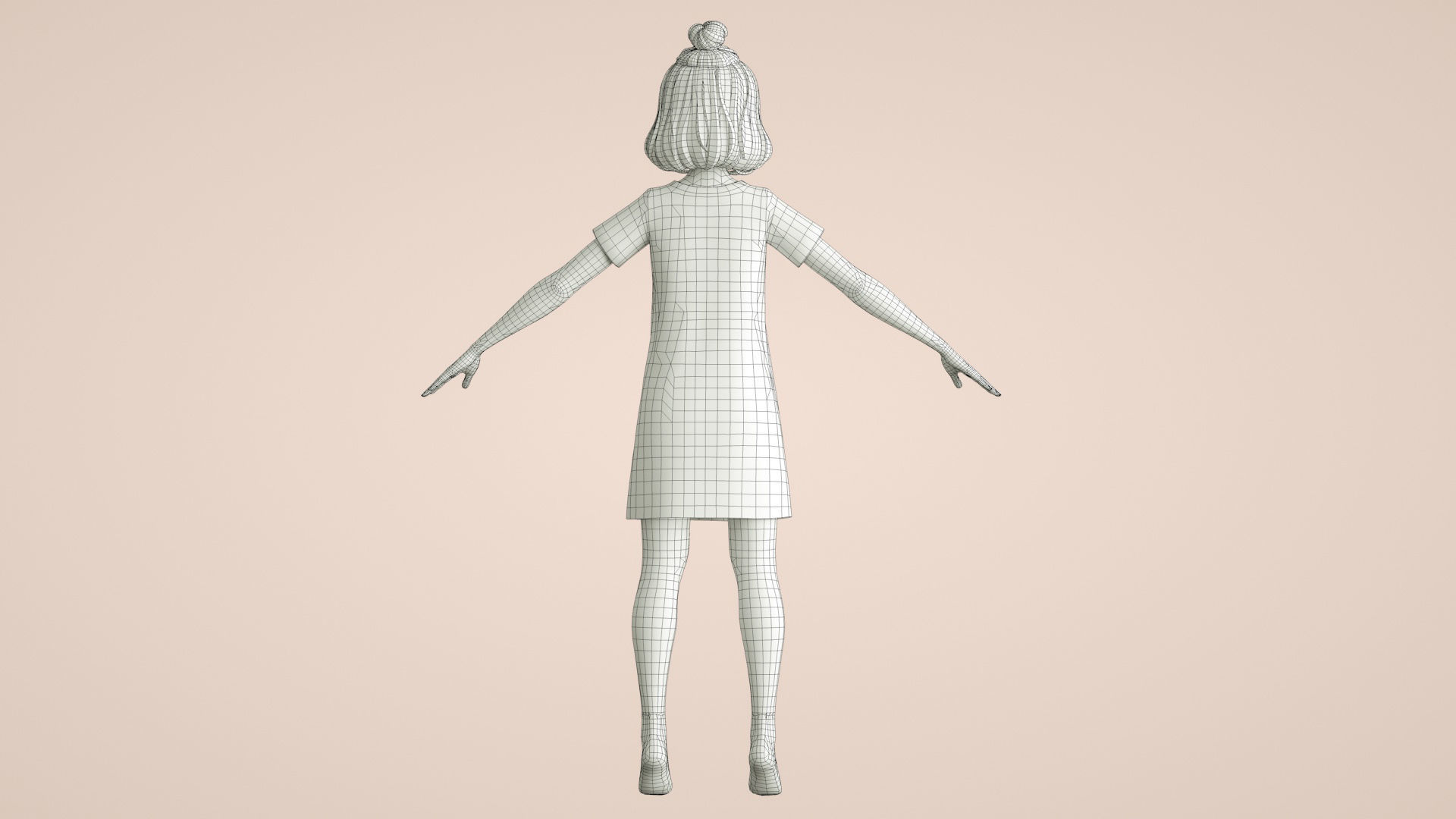 cartoon girl girl little girl student female 3D model_12
