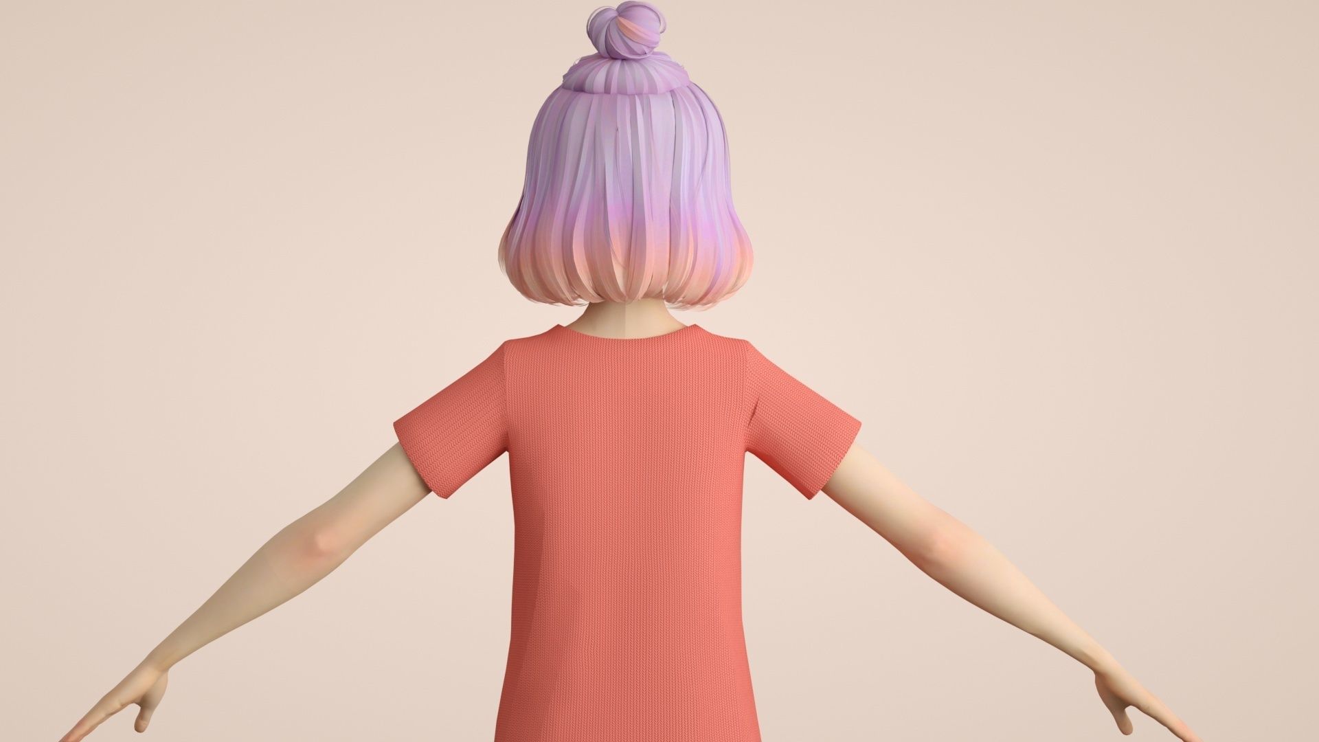 cartoon girl girl little girl student female 3D model_6