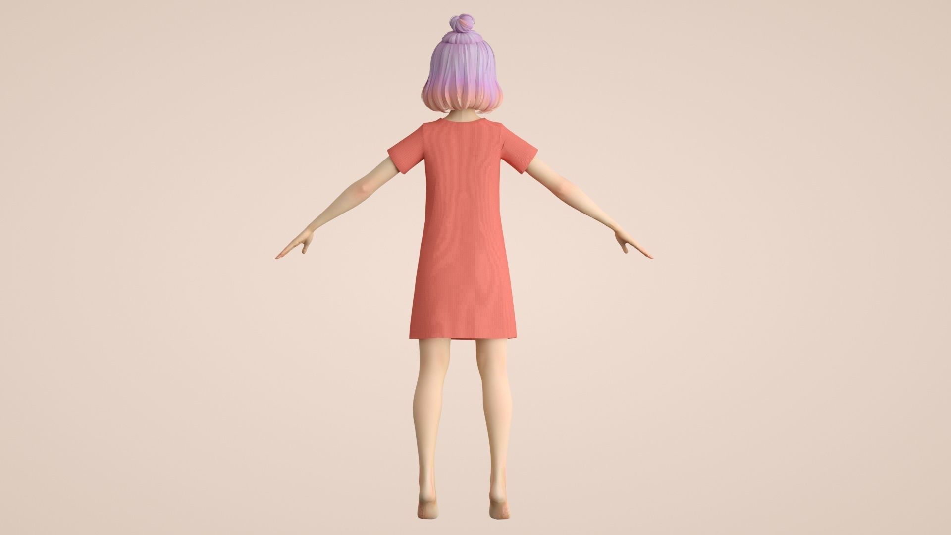 cartoon girl girl little girl student female 3D model_9