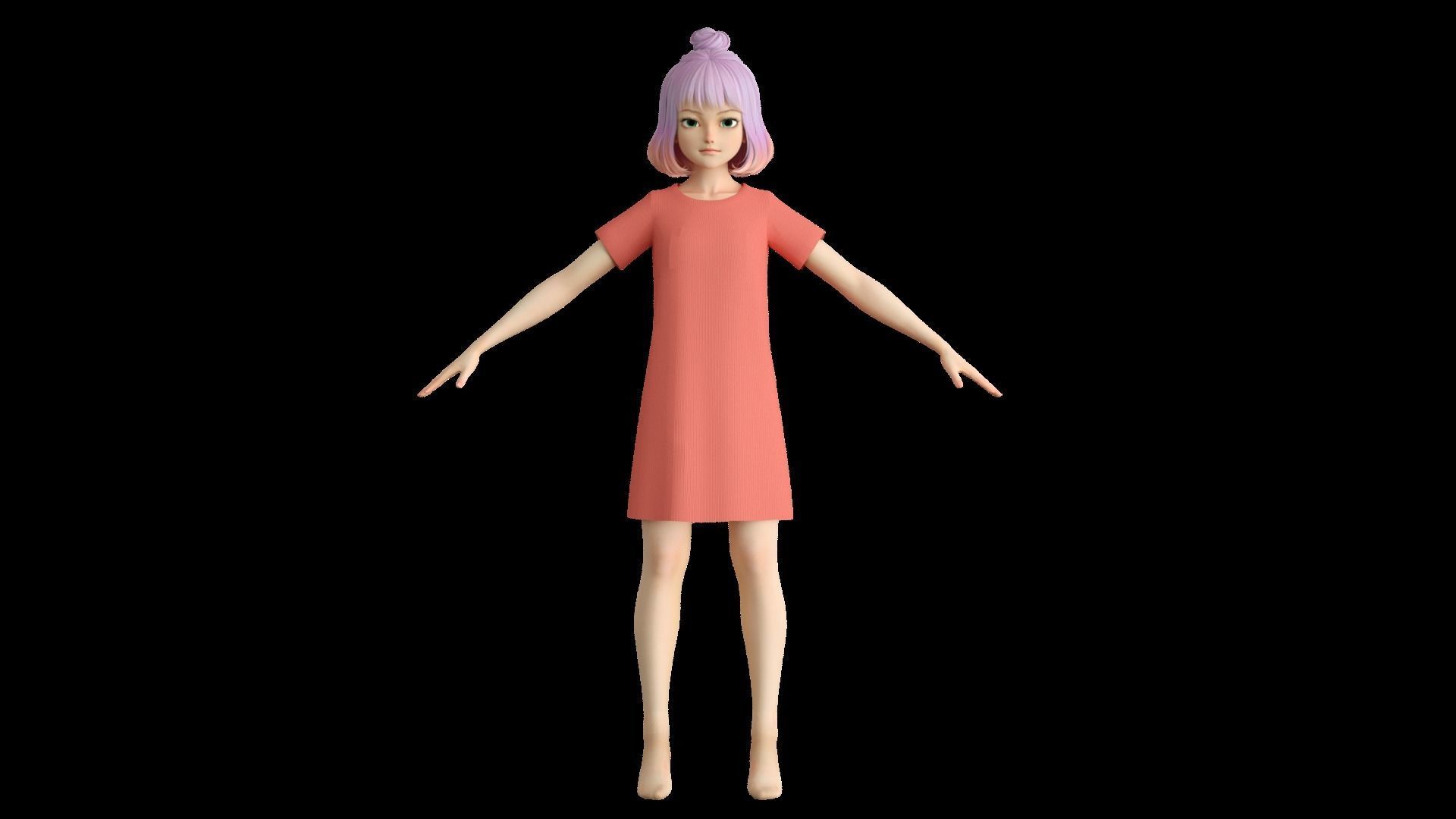 cartoon girl girl little girl student female 3D model_16