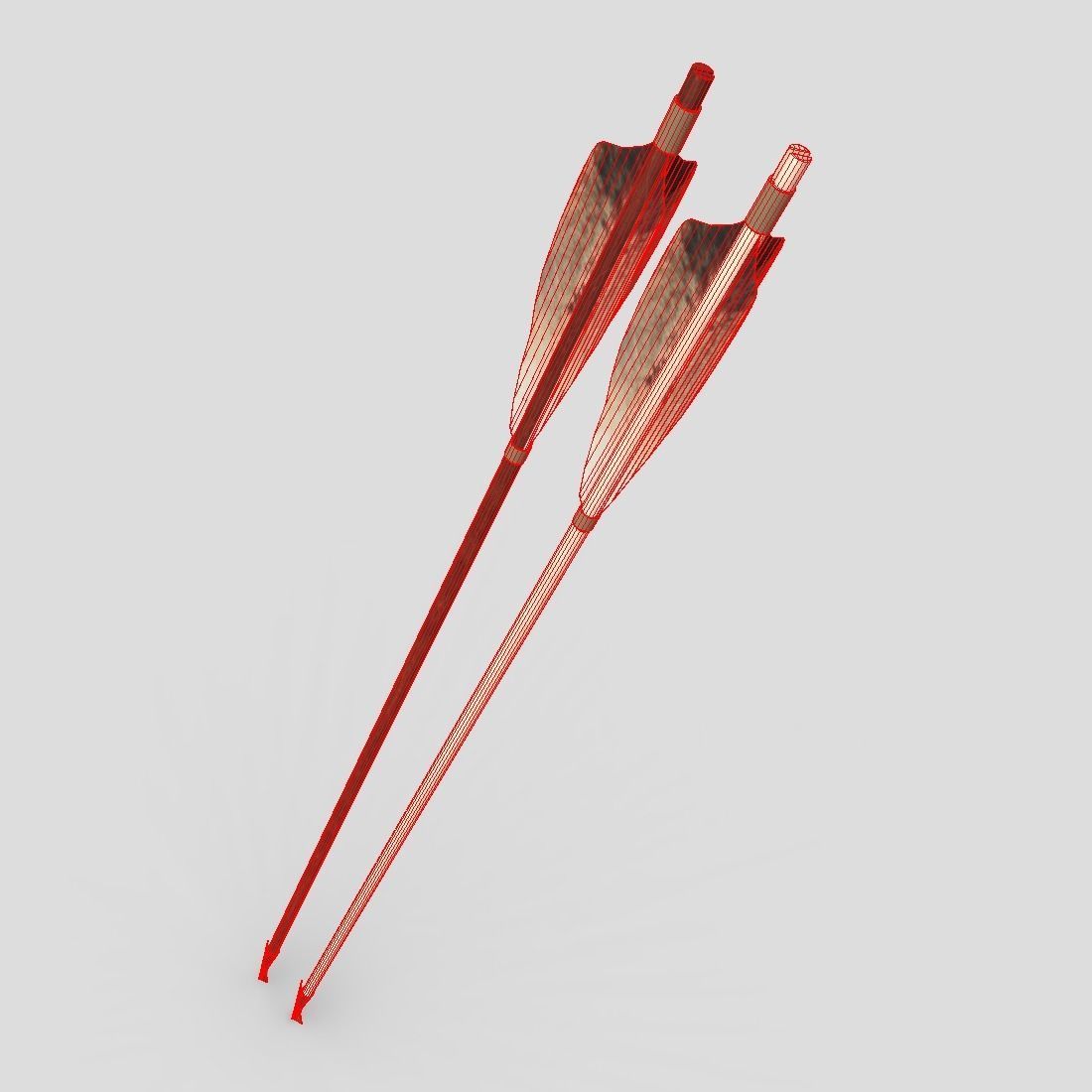 Wooden Arrow 2 Low-poly 3D model_6
