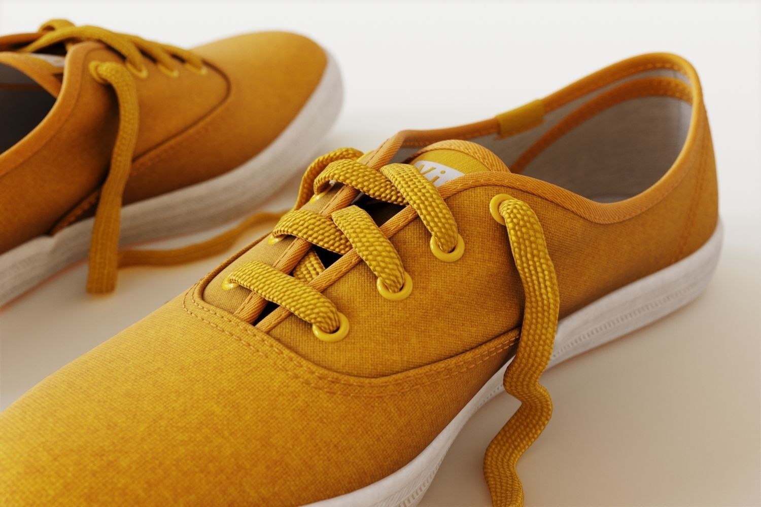 Yellow women sneakers 3D model_5
