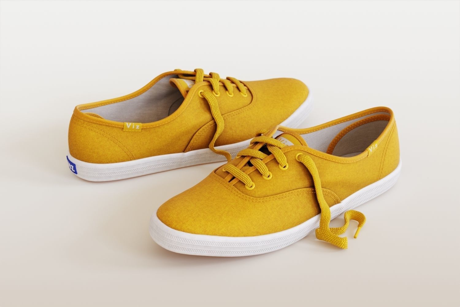 Yellow women sneakers 3D model_1