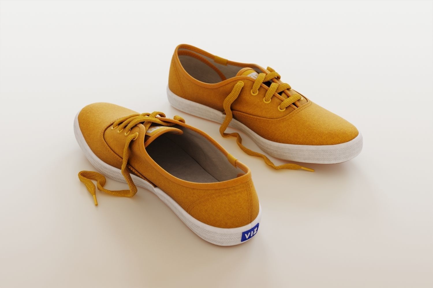 Yellow women sneakers 3D model_4