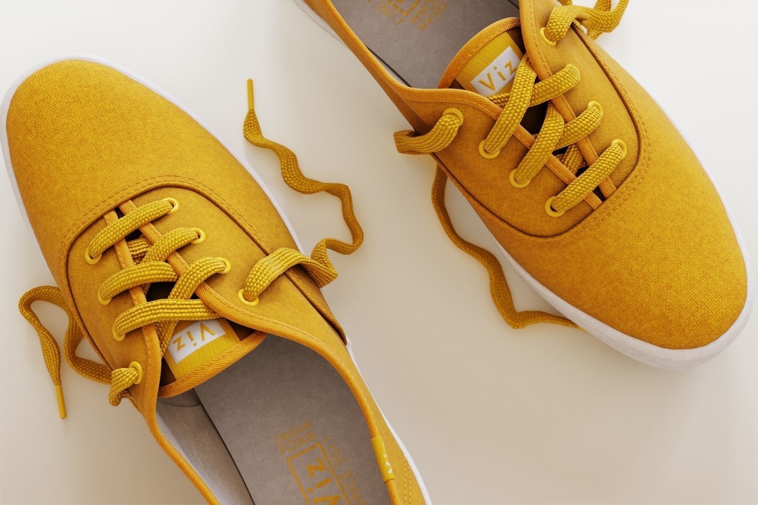 Yellow women sneakers 3D model_8