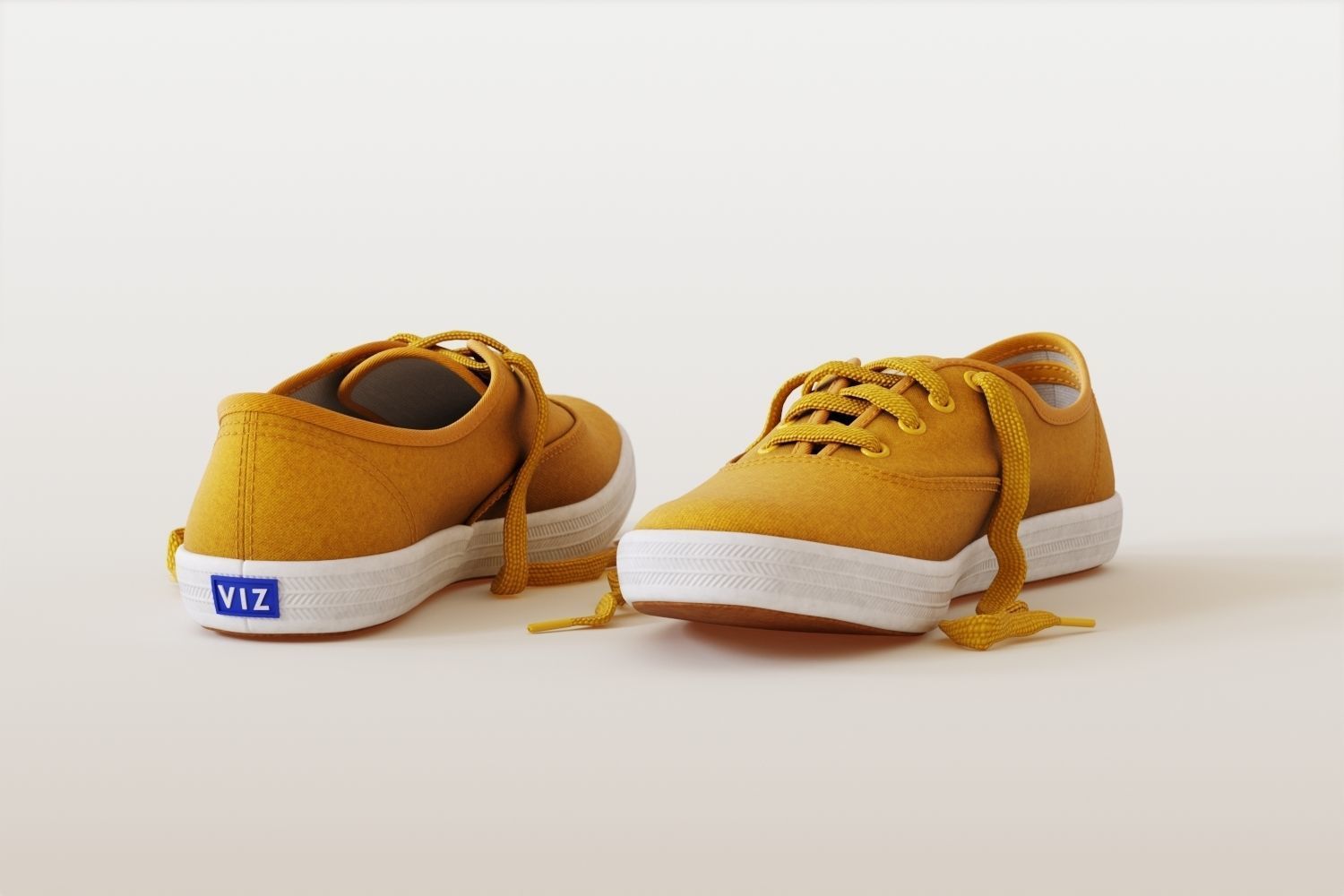 Yellow women sneakers 3D model_3