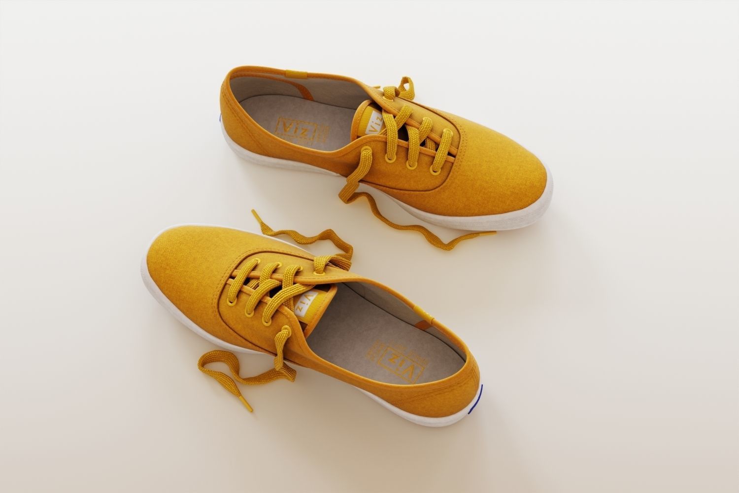 Yellow women sneakers 3D model_2