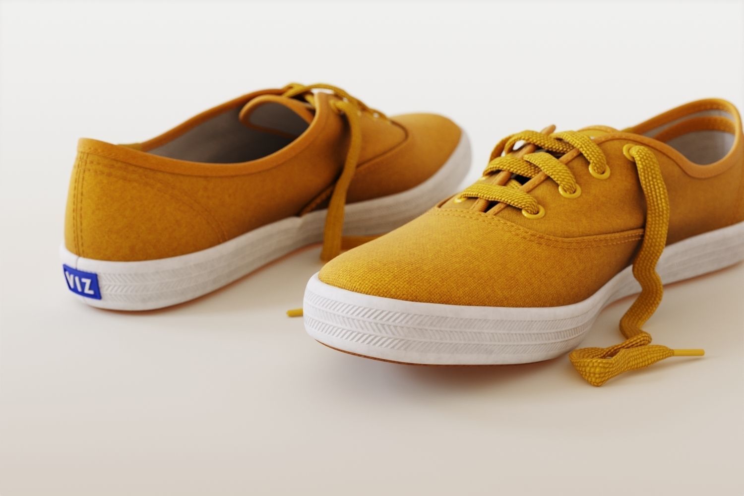 Yellow women sneakers 3D model_7