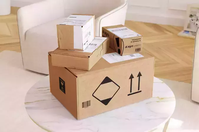 Stack of cardboard packages 3D model