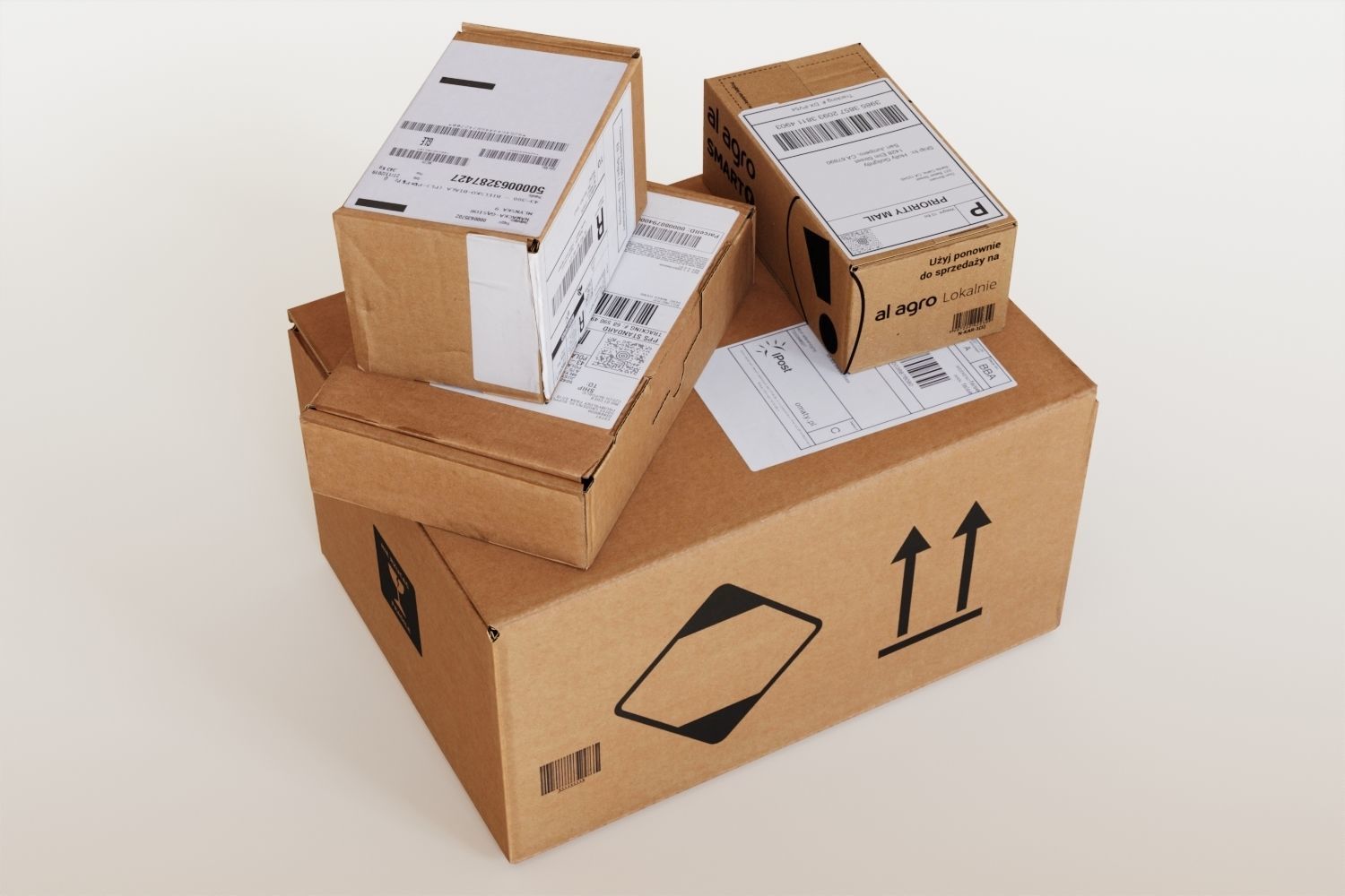 Stack of cardboard packages 3D model_6