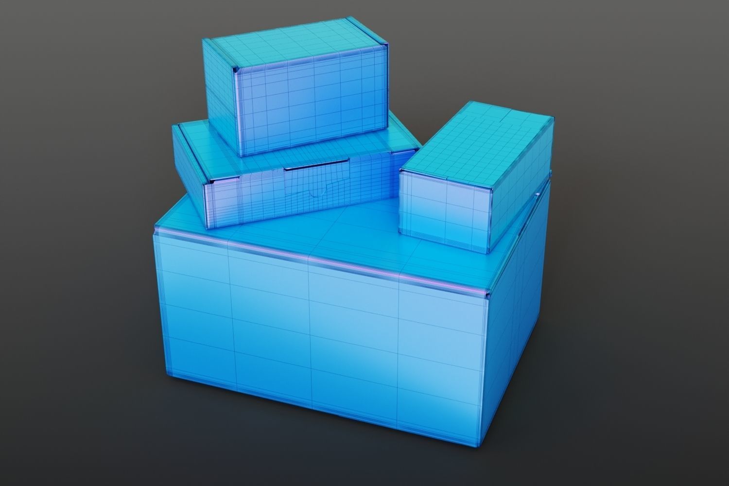 Stack of cardboard packages 3D model_12