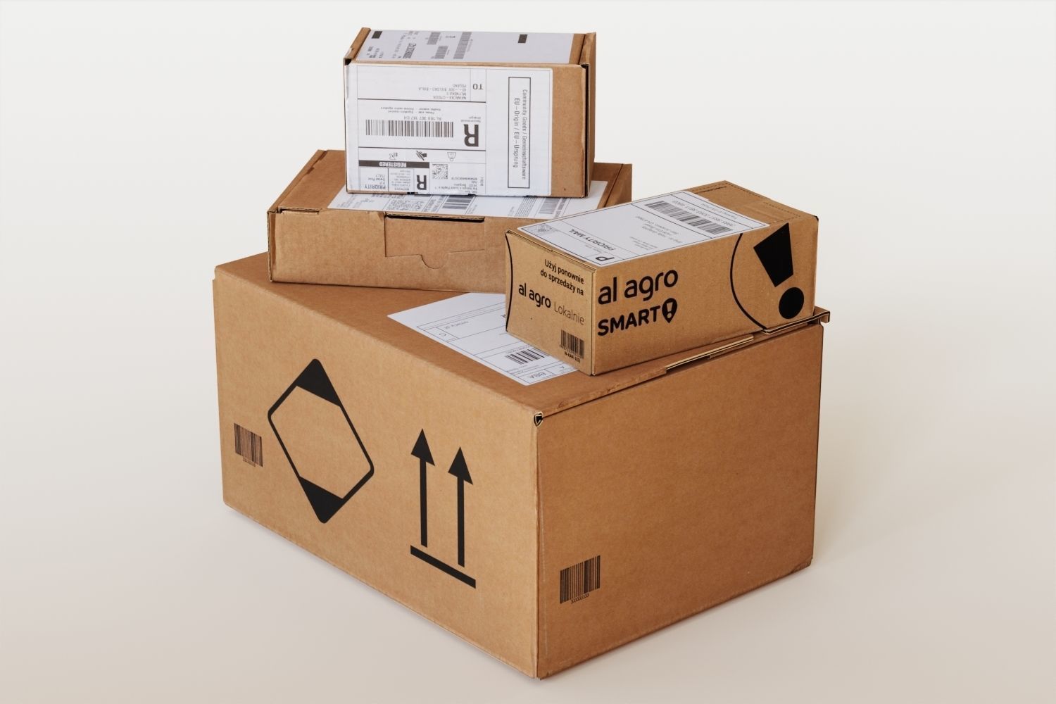 Stack of cardboard packages 3D model_1
