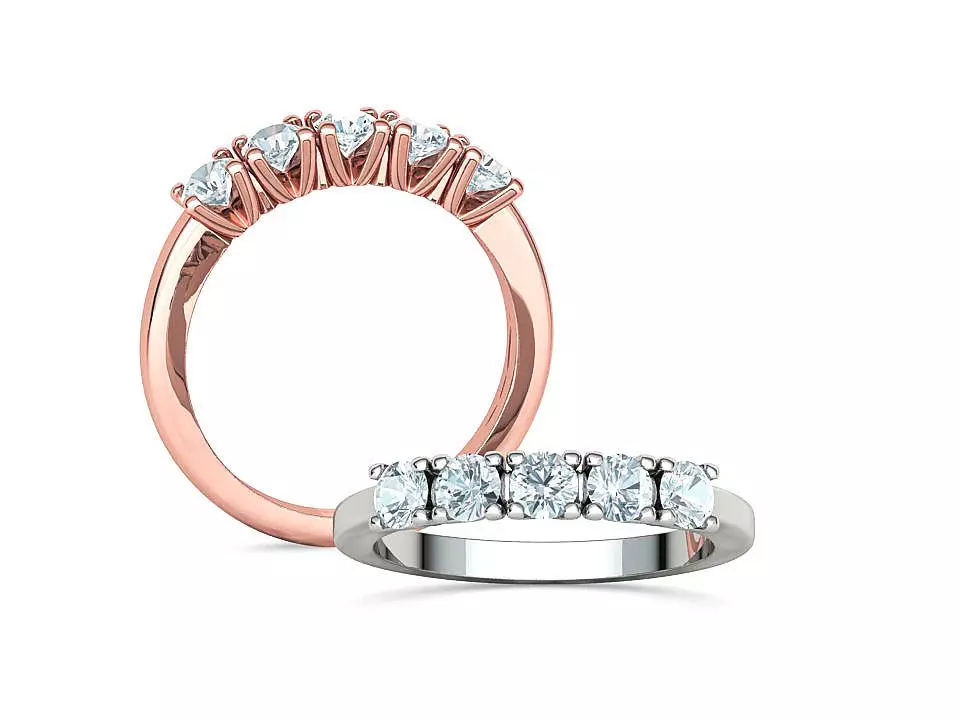 Half Eternity Diamond Ring 5 stone Eternity band 3dmodel 3D print model