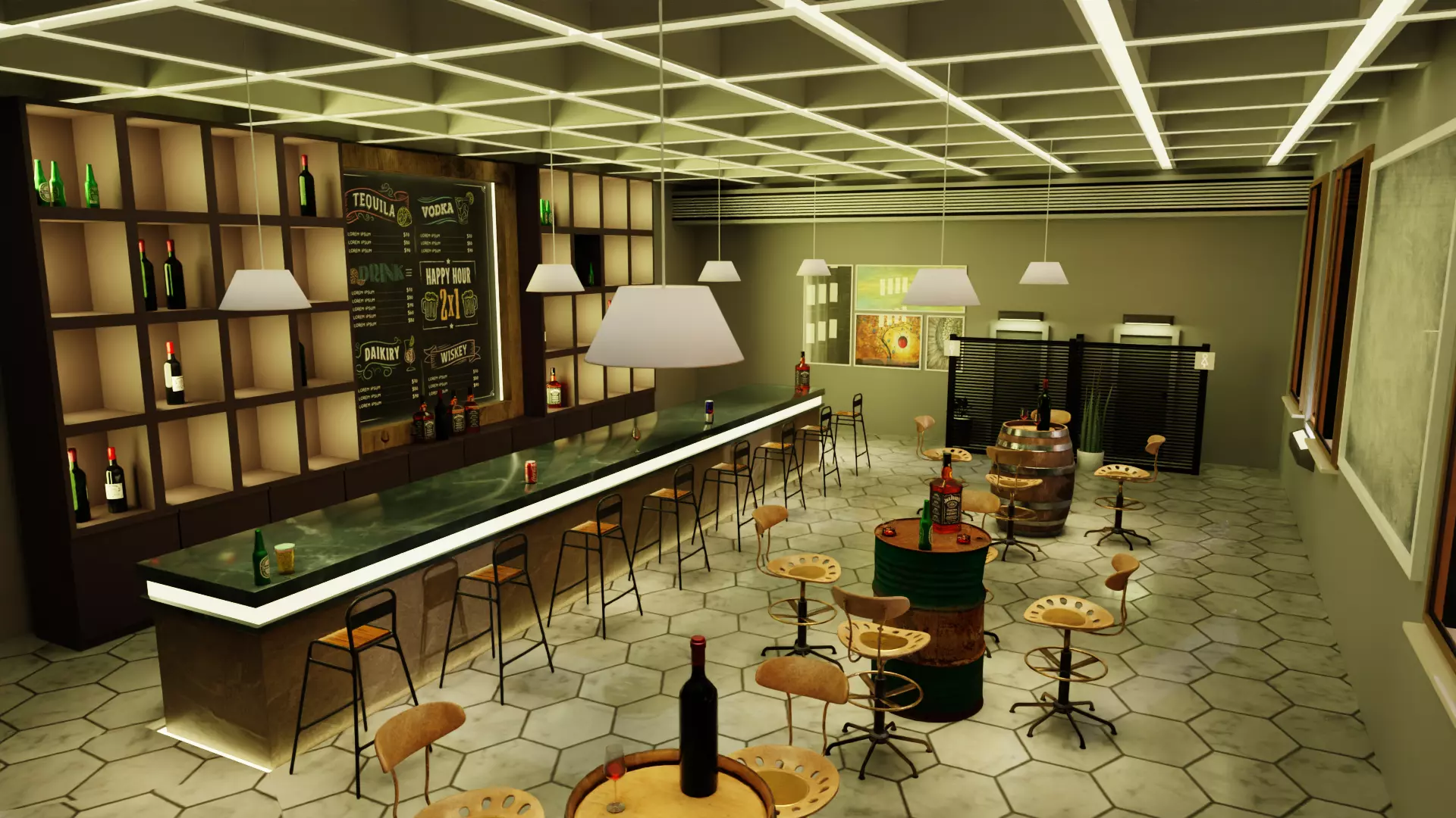3D model Pub Bar Interior VR / AR / low-poly | CGTrader