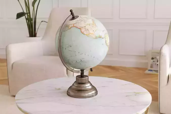 Antique globe on a bronze platform 3D model