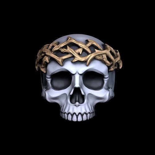 Ring Skull with crown 3D print model