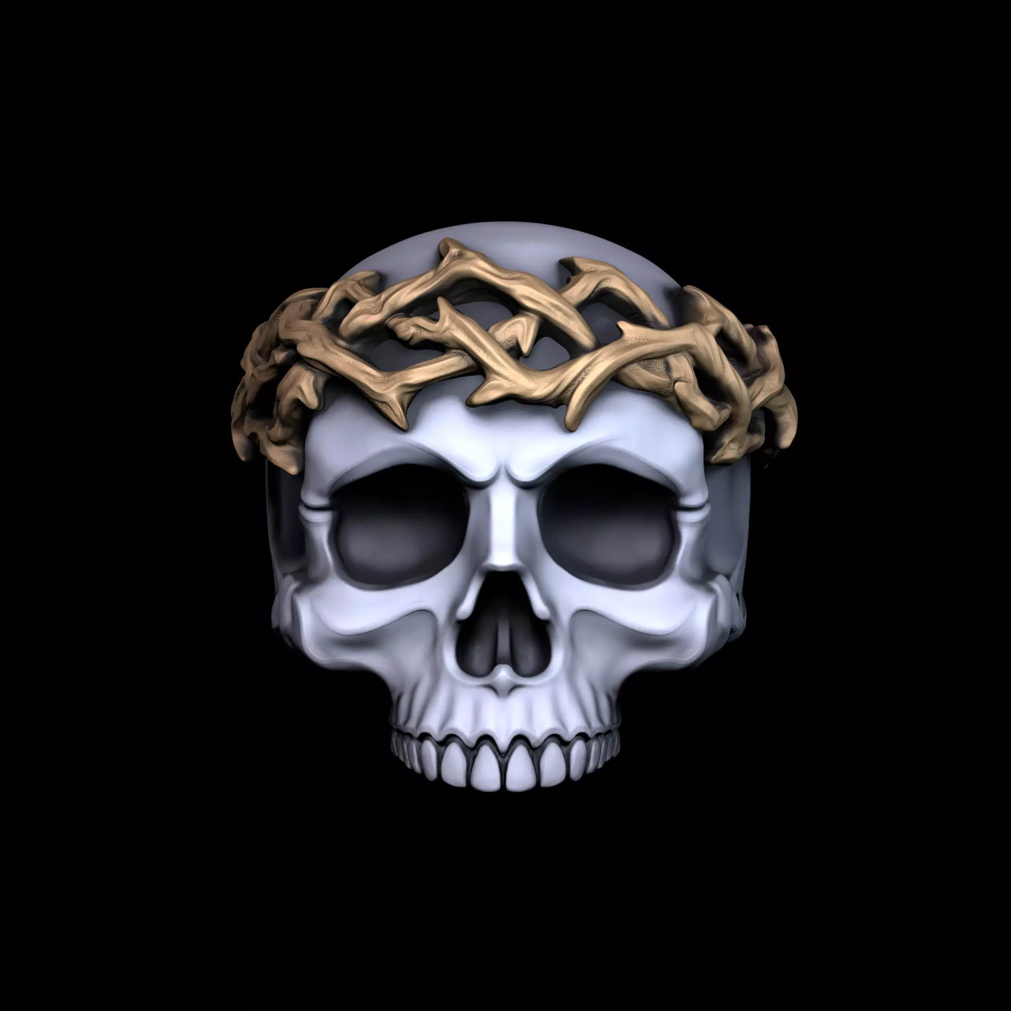 Ring Skull with crown 3D print model_0