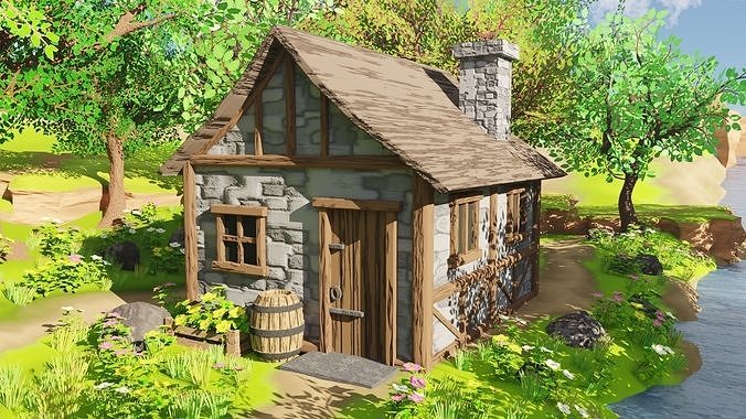 Medieval House In Forest 3D model 2